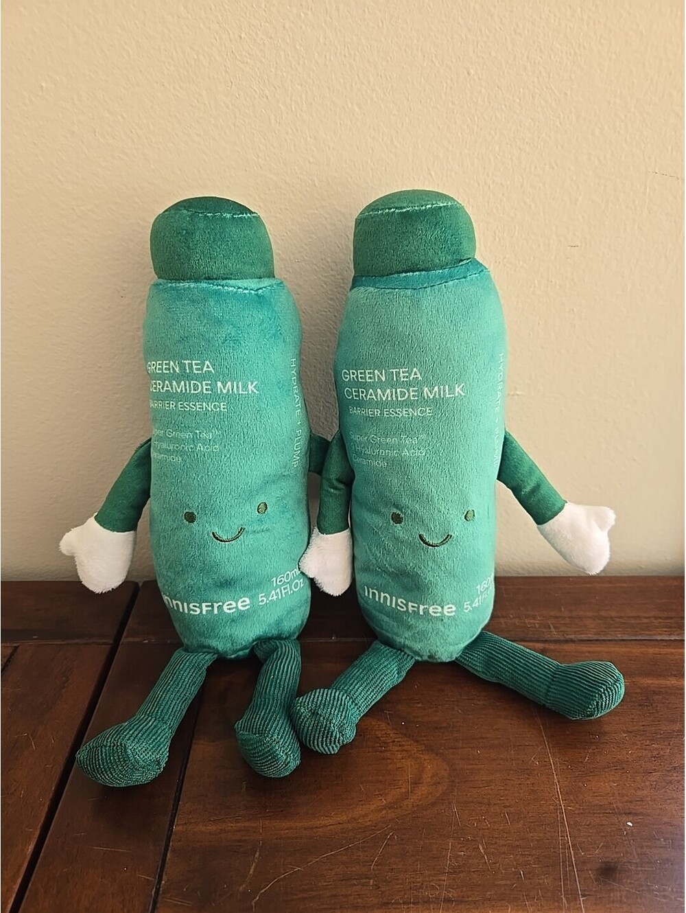 Innisfree Green Tea Milk Bottle Plush Stuffed Plush Toy 11" Set 2